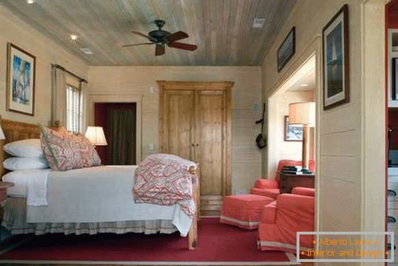 Рурален дизајн на спална соба - слика во модерен стил