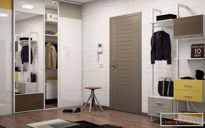 Модерна вградена гардероба во ходникот фото