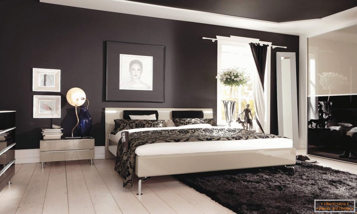 Спална соба дизајн со темни таванот