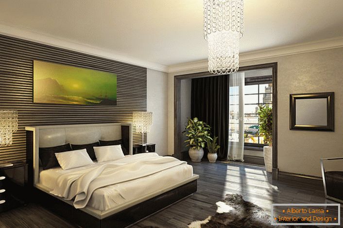 Шик и луксуз на стилска спална соба во стилот на Арт Деко. Класичниот контраст на бело и црно е идеален за оваа стилистичка насока. 