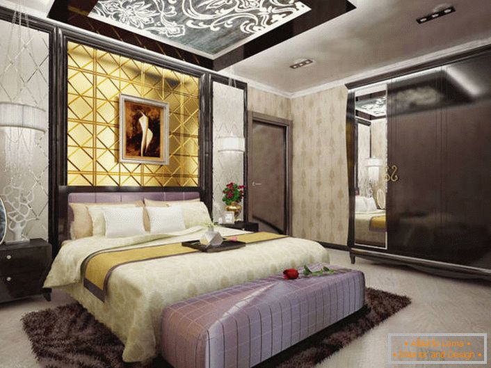 Луксузна спална соба во стилот на Арт Деко во куќата на француското семејство. 