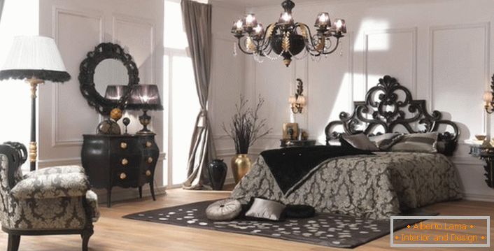 Кралска спална соба во стилот на Арт Деко за двојки.