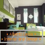 Детска спална соба во зелени и сиви бои