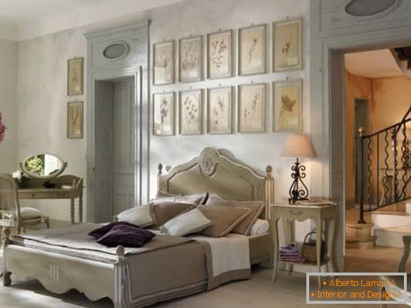 Спална соба внатрешноста Прованса - слика со дизајн идеи