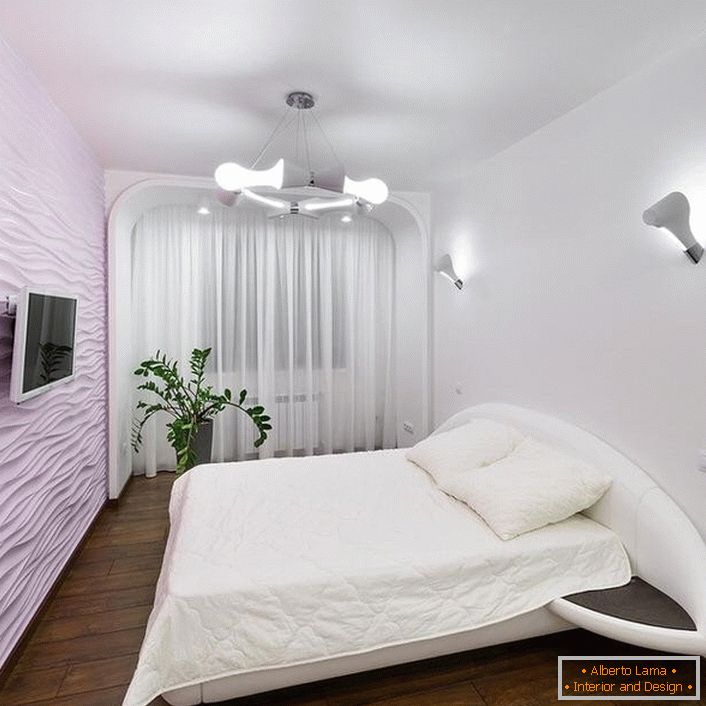 Розова боја за спална соба во хај-тек стил