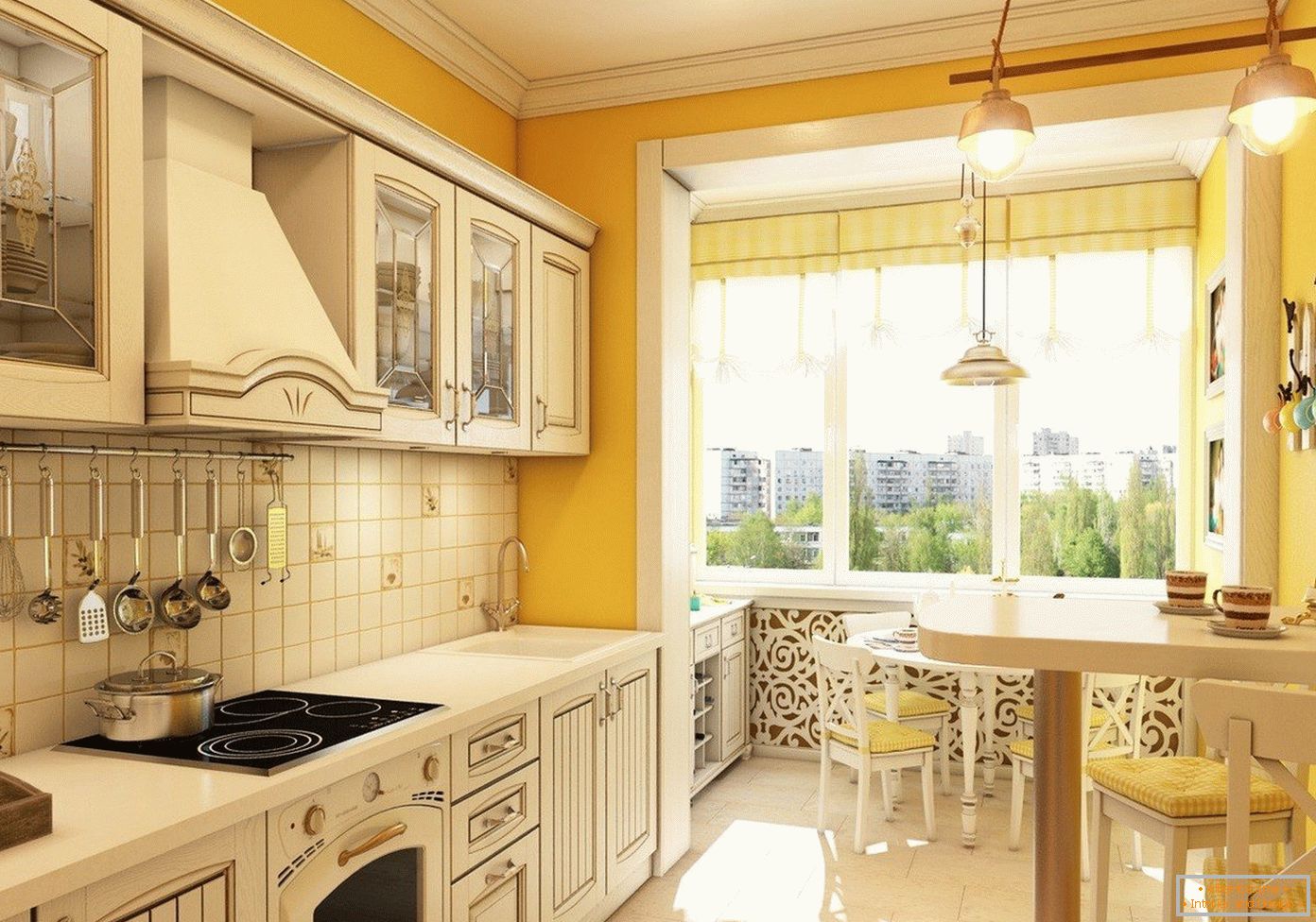 Кујна во комбинација со балкон