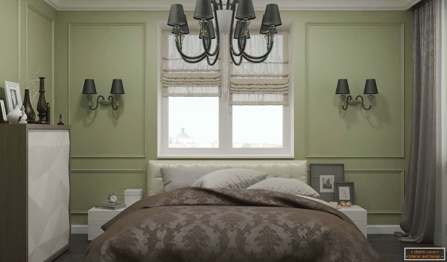 Спална соба во стилот на модерната класика