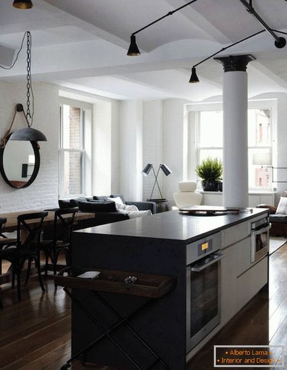 Убави светилки во стилот на мансарда во кујната - дневна соба