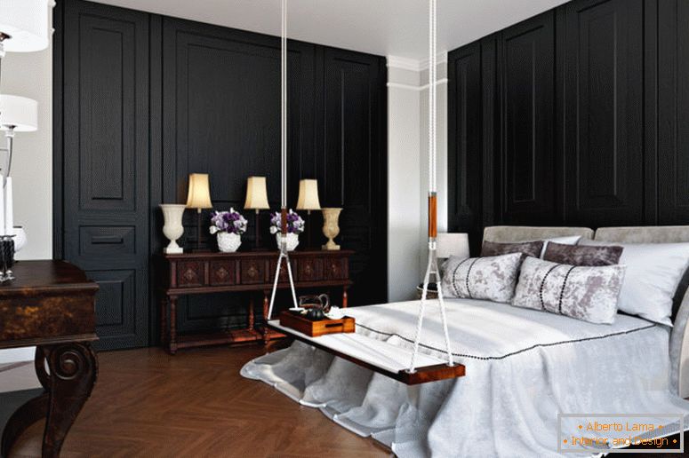 црни ѕидови во внатрешноста-класични спални