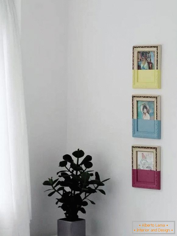 Слики во рамки - декор на ѕидот со свои раце