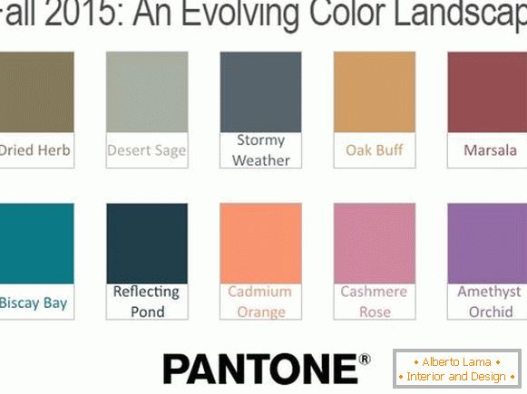 Модерен бои - трендови на есента 2015 од Пантоне