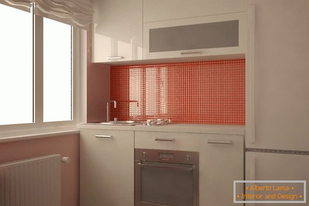 Кујна во бела боја со портокалови акценти