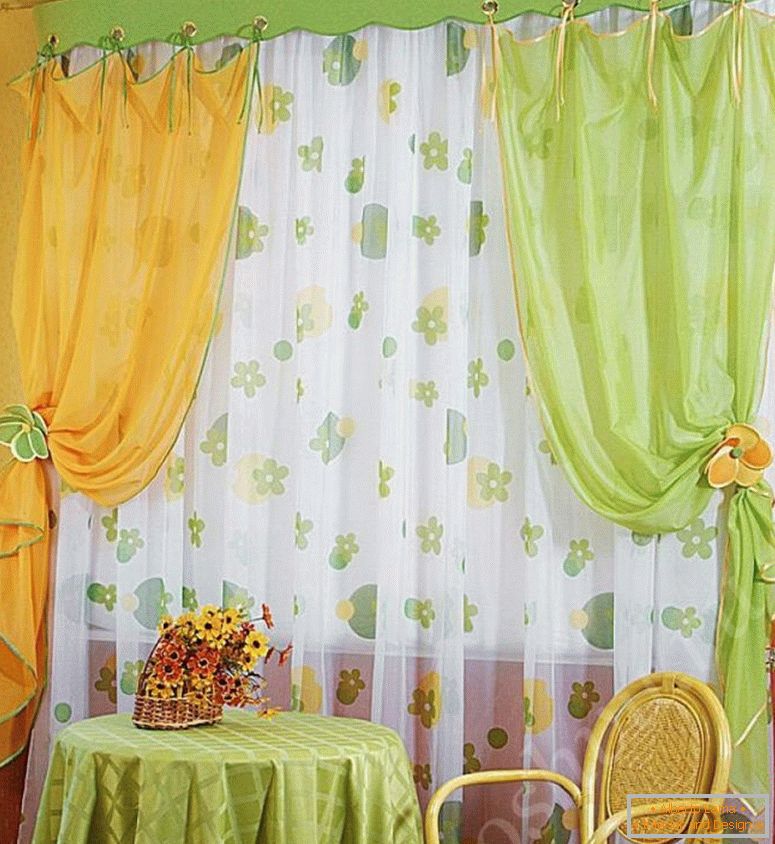 извонредна-подготвена-завеса-за-кујна-жолта-и-зелена боја-со-Tulle-со-цветни-украс-zhg-во