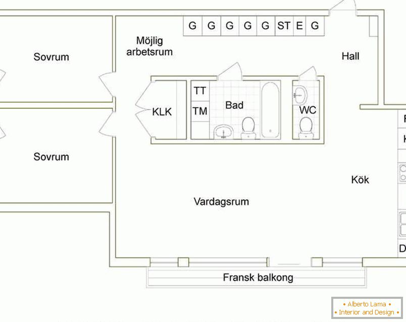Шемата на проектот на стан во Стокхолм
