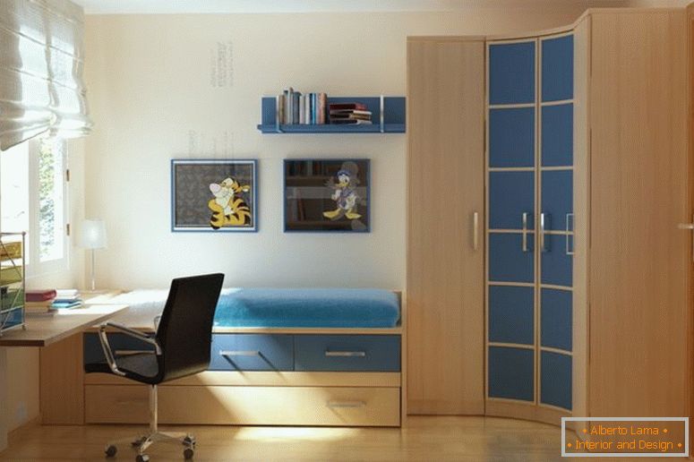убаво акцент-модерни-мали спални-ѕидни бои-во кои има еднокреветни-кои-има-складишни-фиоки-поврзани-со-агол-криви-дрвени-гардероба