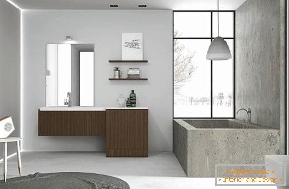 Модерни бања мебел во мансарда стил