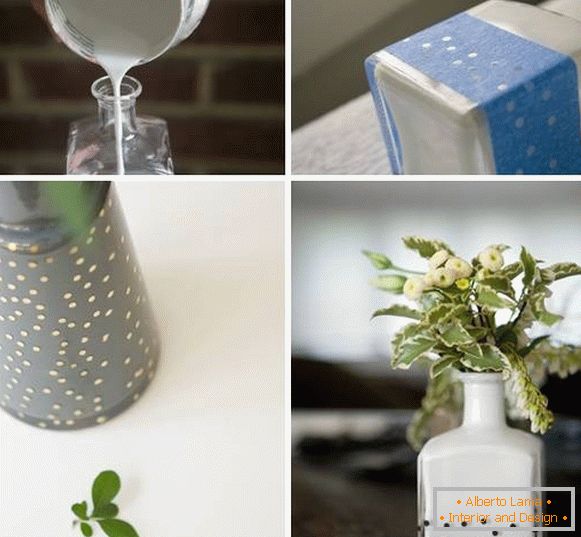 Како да декорирате вазна од стаклено шише со свои раце - фото