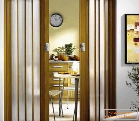 Вратата на хармоника во кујната - слика на внатрешните врати
