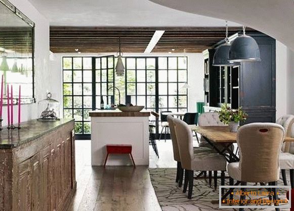 Кујна и трпезарија дизајн во модерна приватна куќа