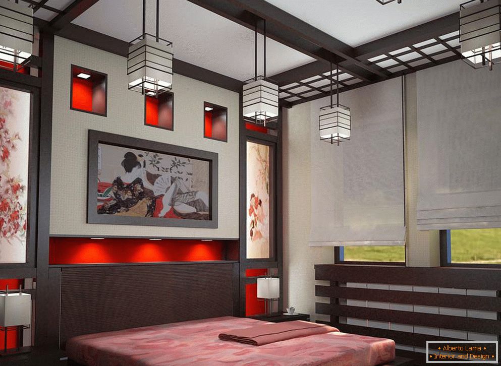 Светилки и лустери во спална соба во јапонски стил