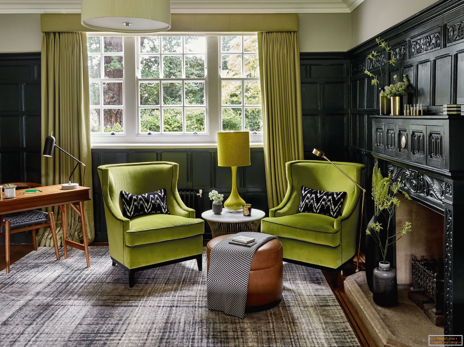 Зелени тапациран мебел во дневната соба