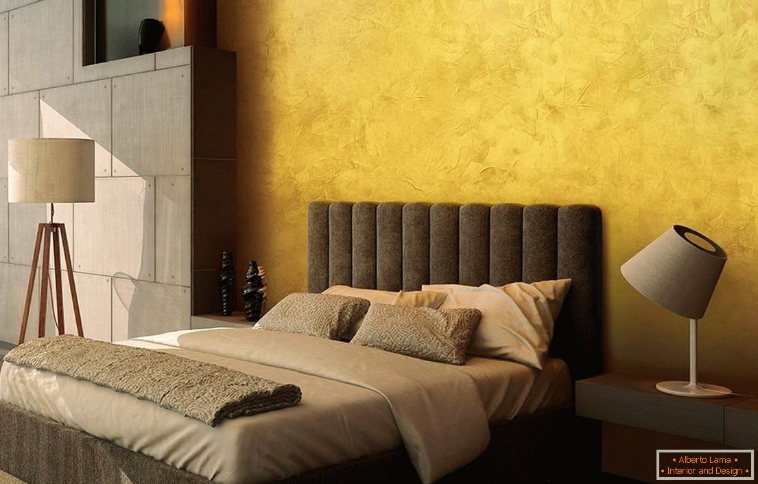Спална соба со жолти ѕидови