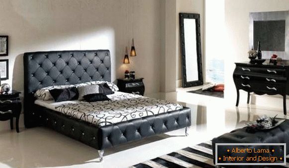Спална соба дизајн со црн мебел