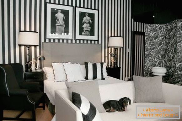 Црно-бел декор и позадина за спалната соба