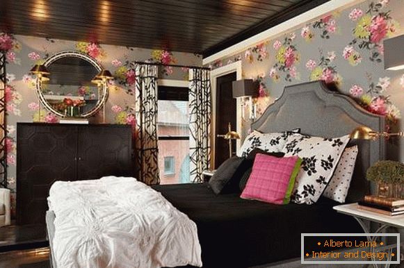 Романтичен дизајн на спални со црни елементи
