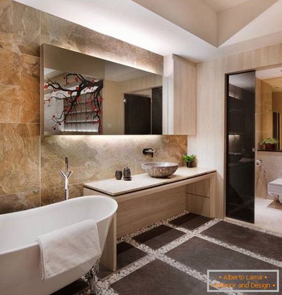 Минималистички дизајн на бања во азиски стил