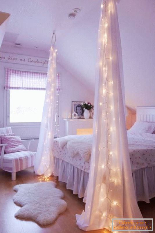 LED позадинско осветлување во спалната соба