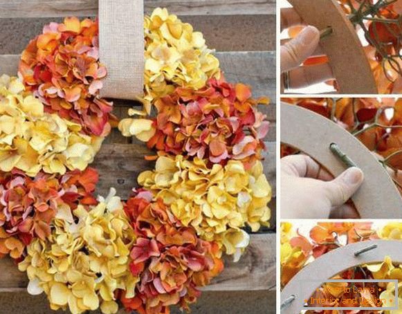 Како да се направи уметнички дела есенски венец од импровизирани материјали