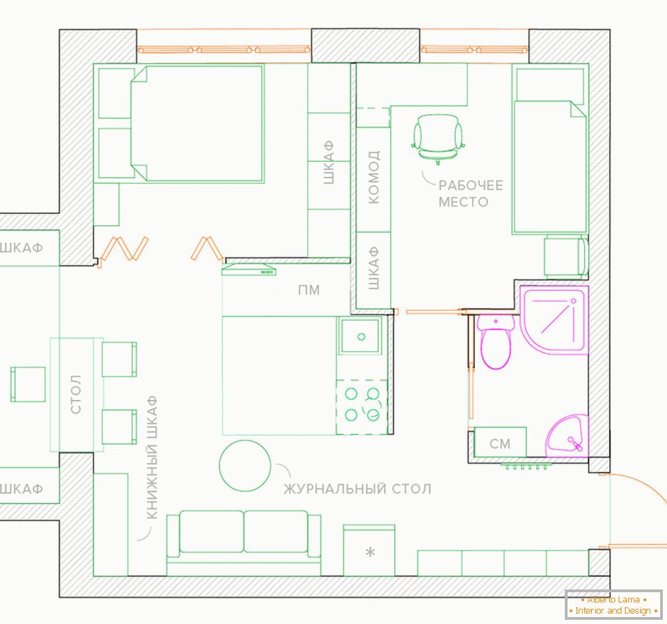 Ремоделирање на еднособен стан во стан со спална соба и детской