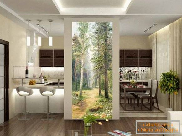 Убави ѕидни плочи во внатрешноста на кујната - шума, природа