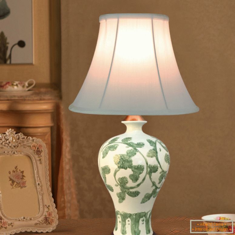 Европски стил-110-во-220-во-извор-светло-крпа-абажур-керамички-светилки-спална соба-порцелан-маса светилка