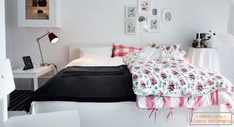 розова бела боја-спална соба