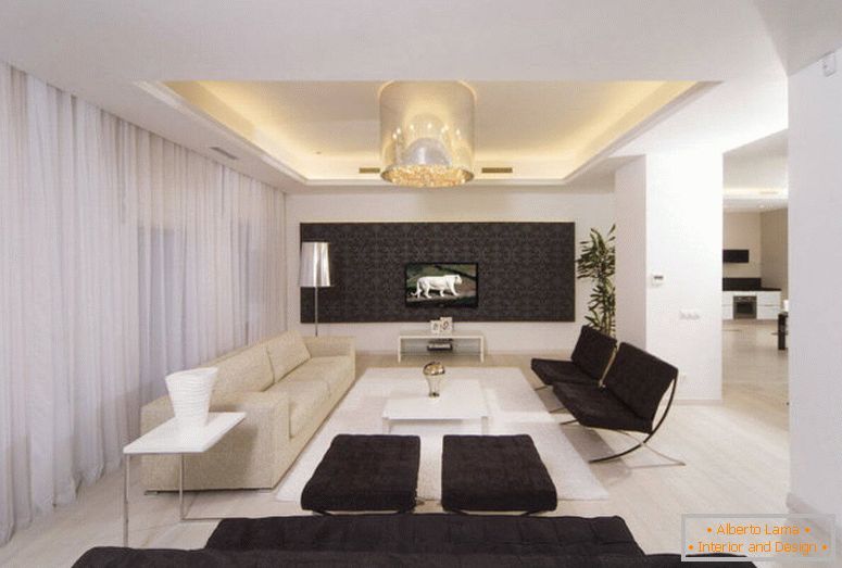 Црно-бела дневна соба - 55 фотографии од необични дневни