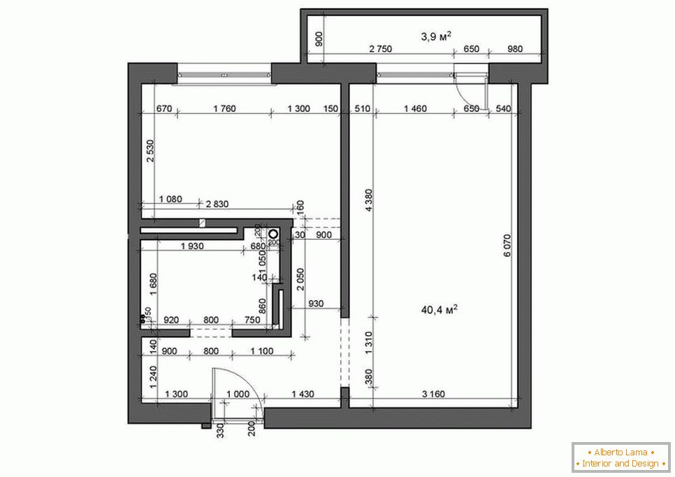 Планот на студиото стан е од 35 до 42 квадратни метри. м.