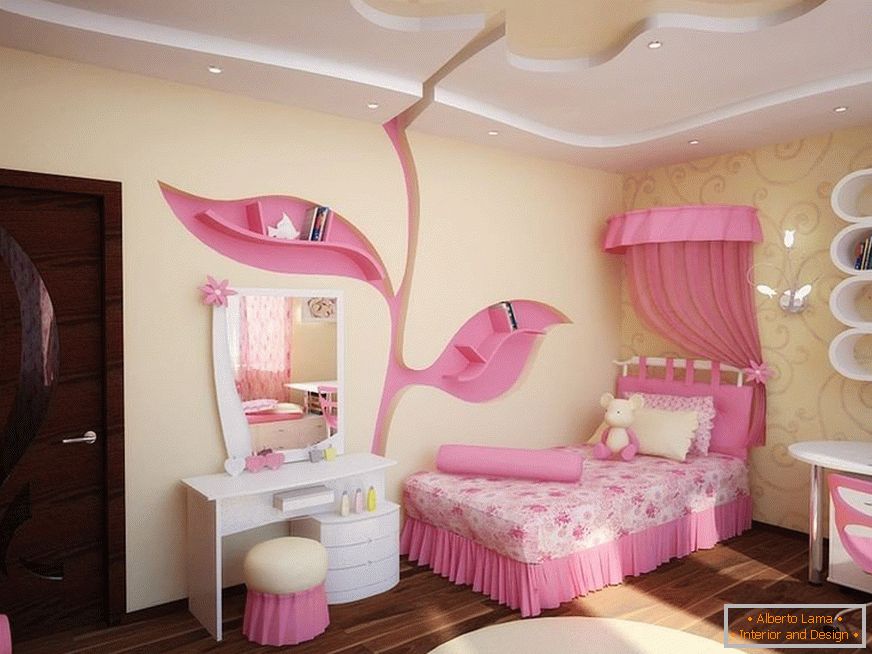 Жолто-розова спална соба за девојче