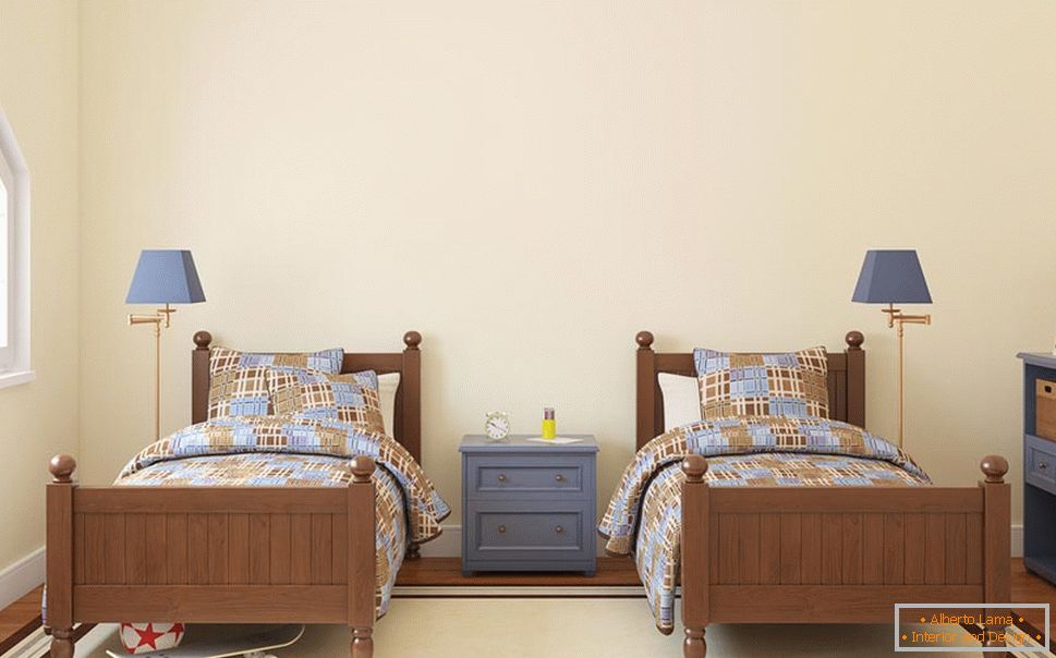 Кревети со ист дизајн во расадник за две момчиња