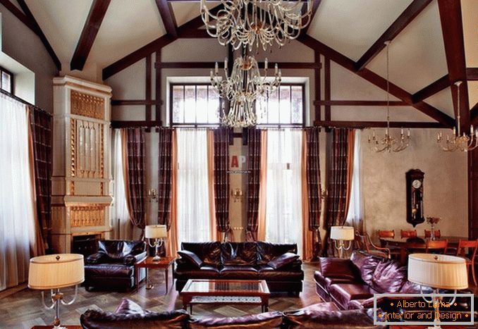 Класичен стил интерьера для гостиной дома