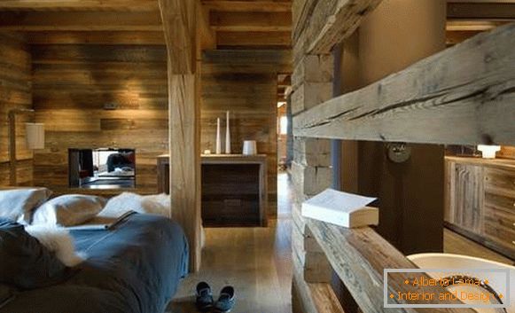 Внатрешен дизајн на селска куќа во вила стил - спална соба и бања