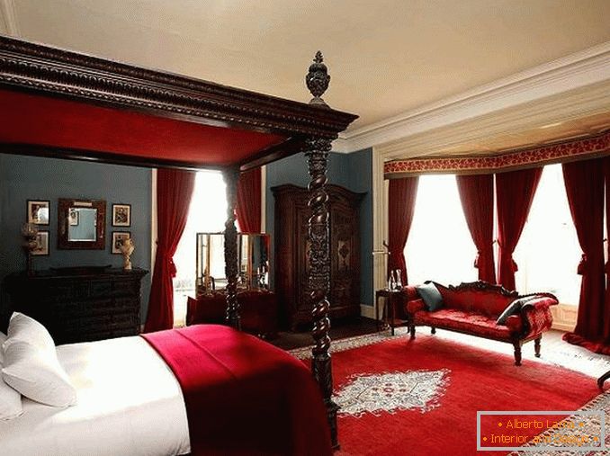 црвена спална соба дизајн, слика 1