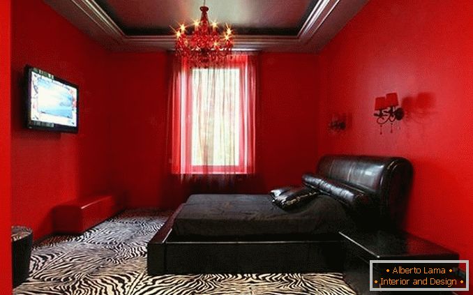 црн и црвен дизајн на спалната, фото 20