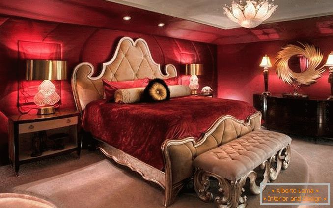 црвена спална соба дизајн, фото 23
