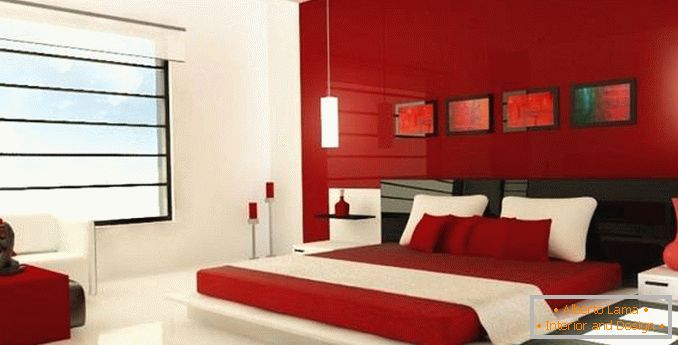 црвена спална соба дизајн, фото 24