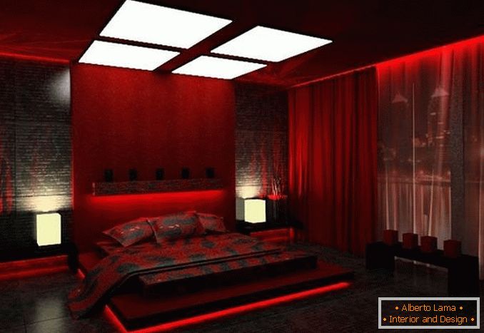 црвен дизајн на спалната, фото 27