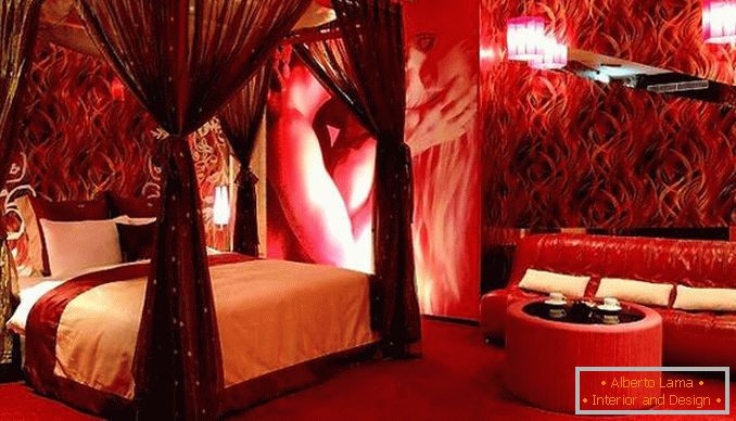 црвен дизајн на спалната, фото 29