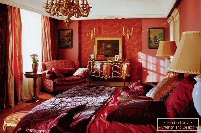 црвена спална соба дизајн слика, фото 4