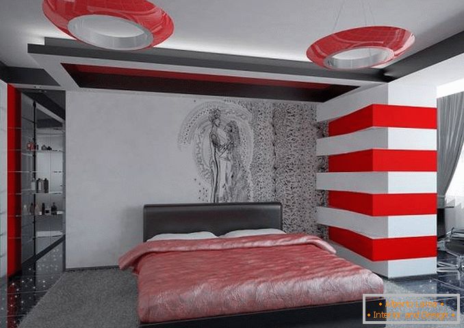 црвена спална соба дизајн, фото 7